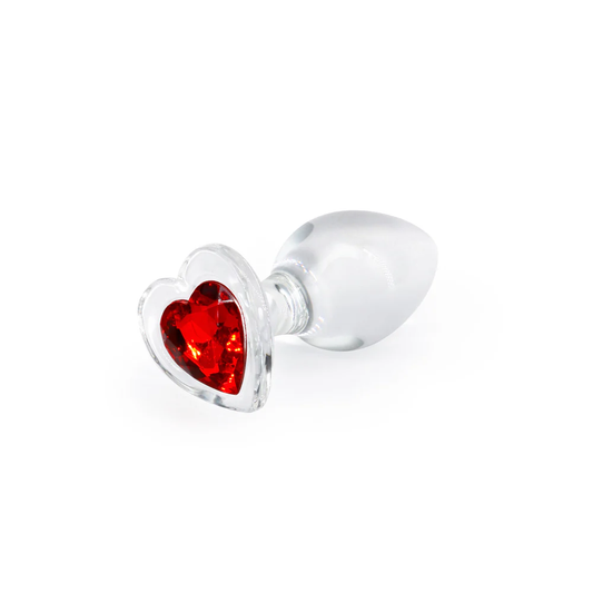 Crystal Desires Red Heart Medium Glass Anal Plug