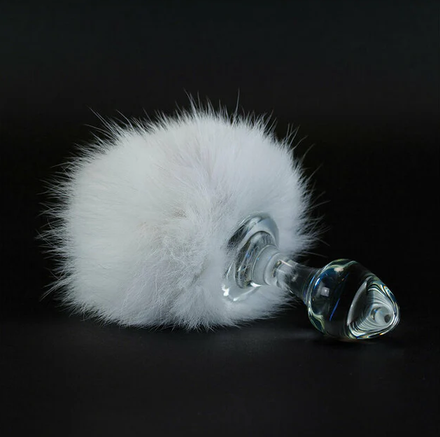 Crystal Delights Magnetic Bunny Tail Plug White