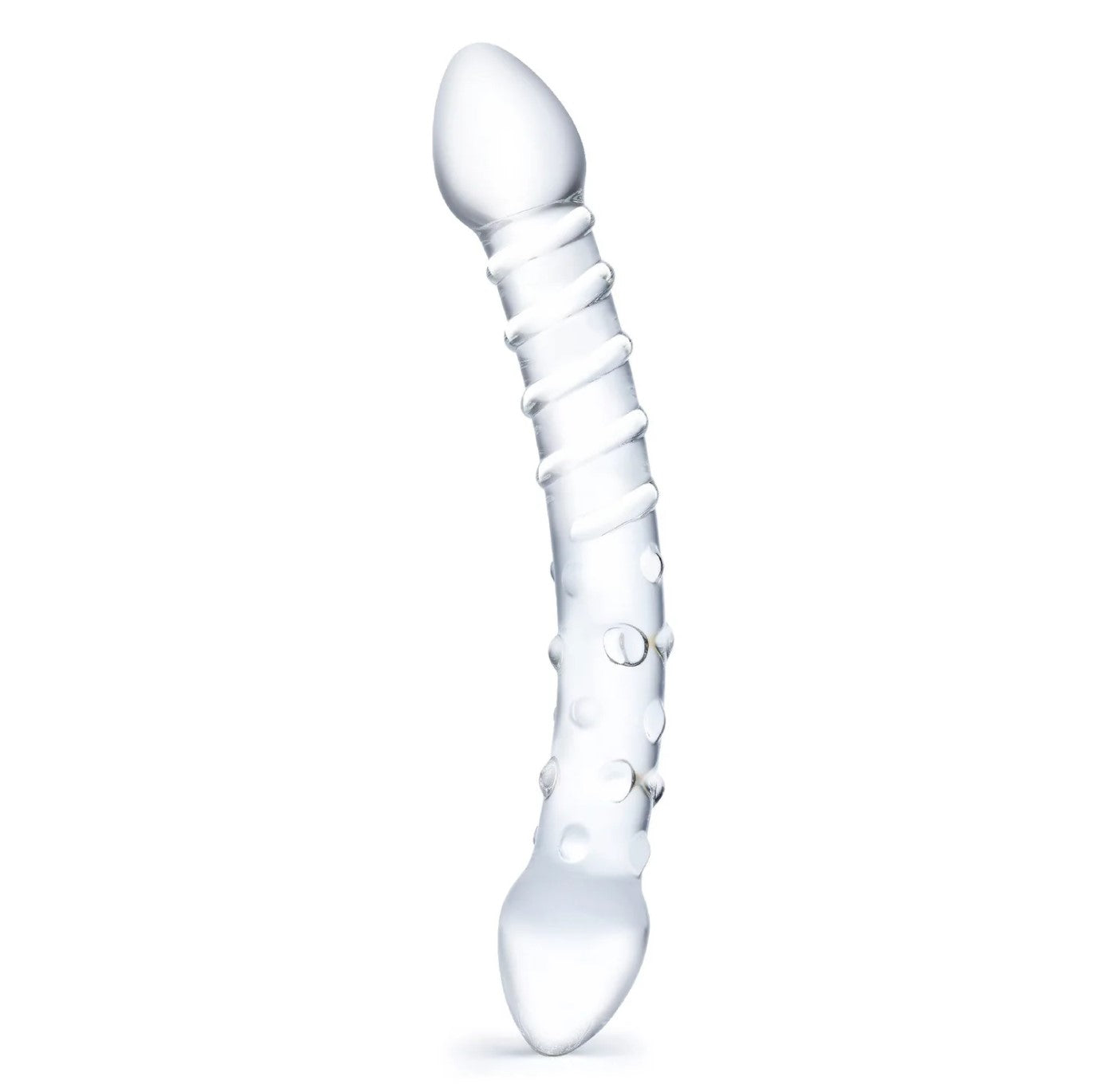 Gläs 10" Double Trouble Ribbed Glass Dildo