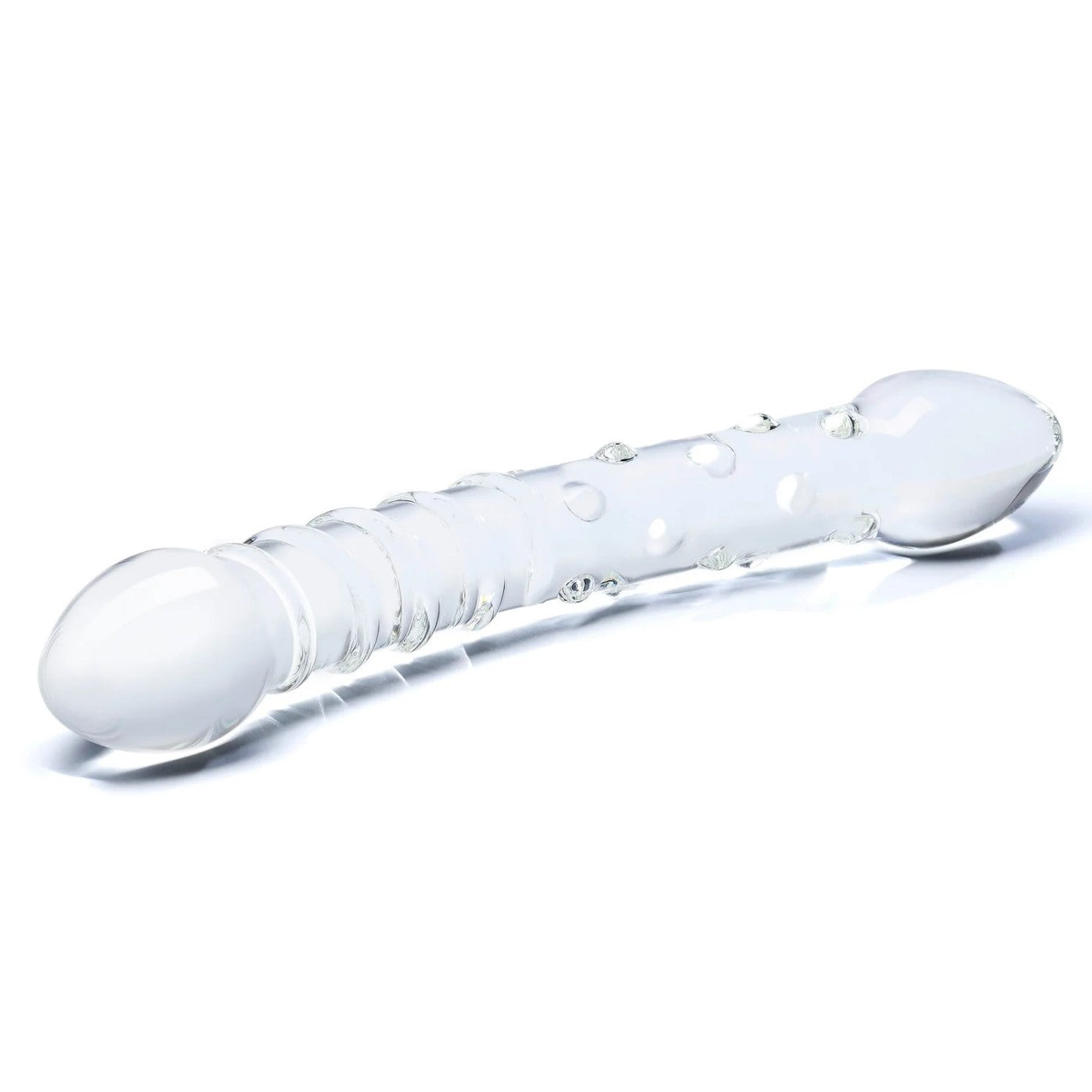 Gläs 10" Double Trouble Ribbed Glass Dildo