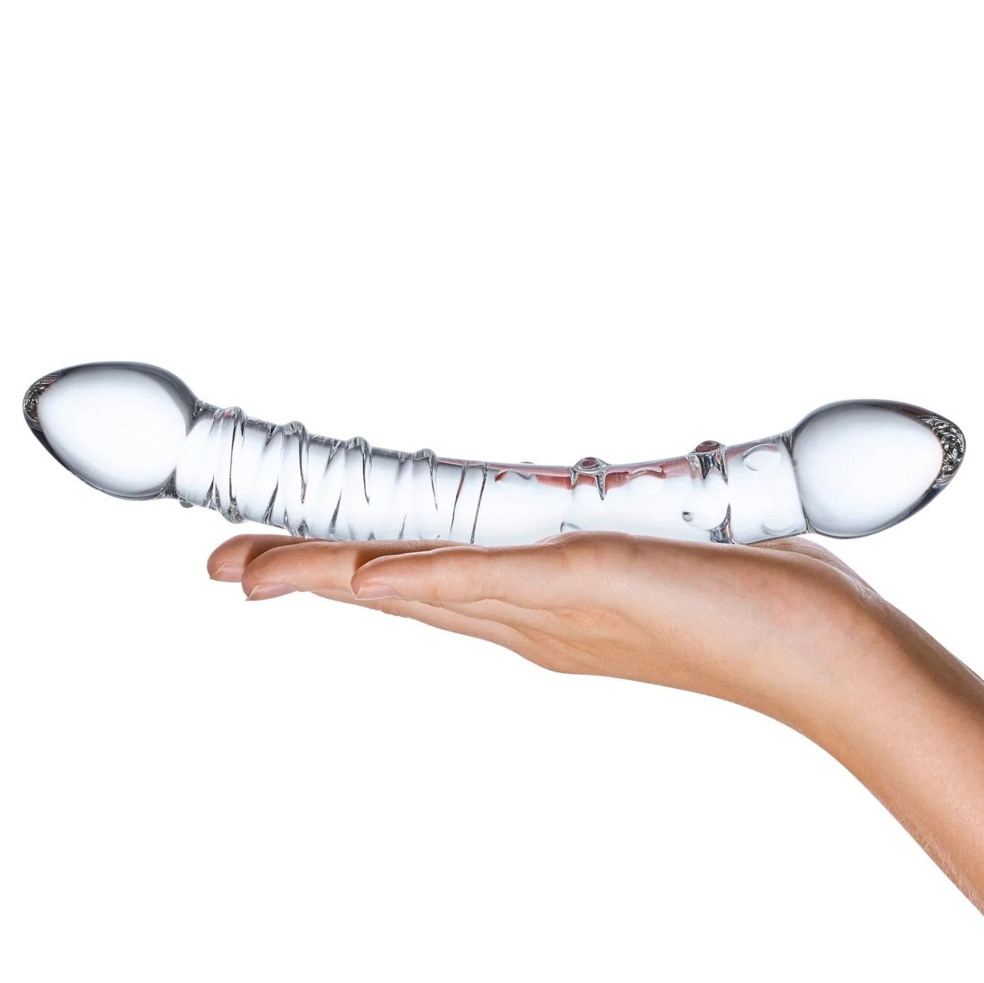 Gläs 10" Double Trouble Ribbed Glass Dildo