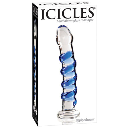 Icicles No. 5 7" Curved Ribbed Glass Dildo