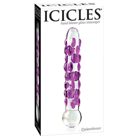 Icicles No. 7 7" Pink & Clear Glass Dildo