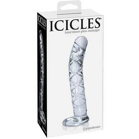 Icicles No. 60 6.5" Curved Ribbed Glass Dildo