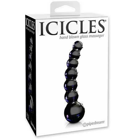 Icicles No. 66 4.75" Curved Beaded Glass Dildo