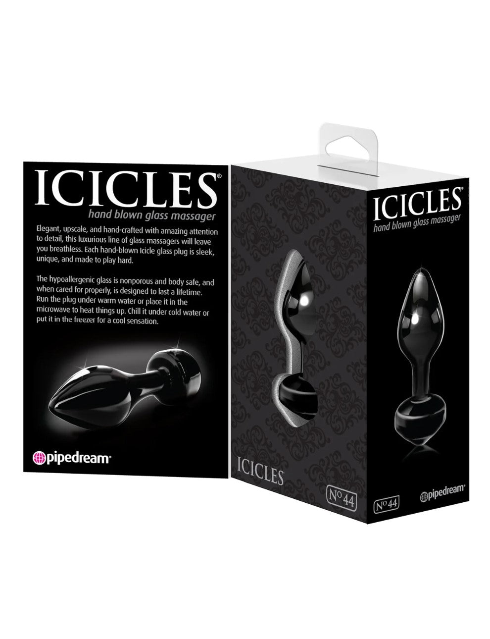 Icicles No. 44 3.25" Black Glass Anal Plug