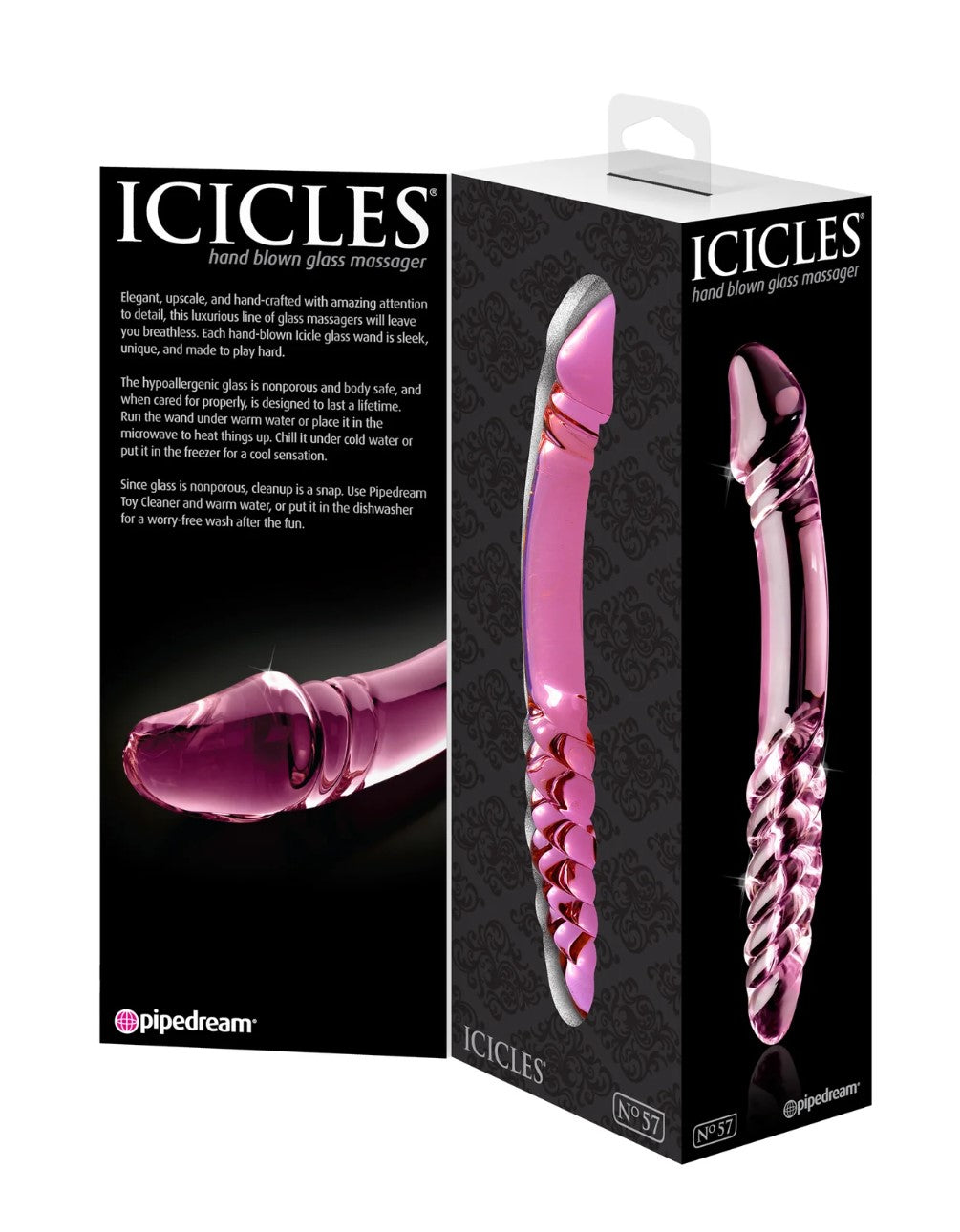 Icicles No. 57 9" Pink Dual-Ended Glass Dildo