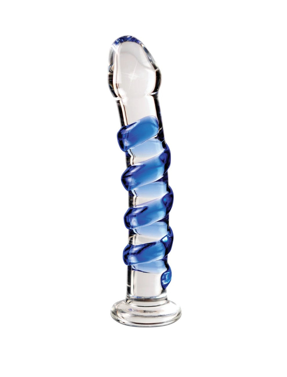 Icicles No. 5 7" Curved Ribbed Glass Dildo