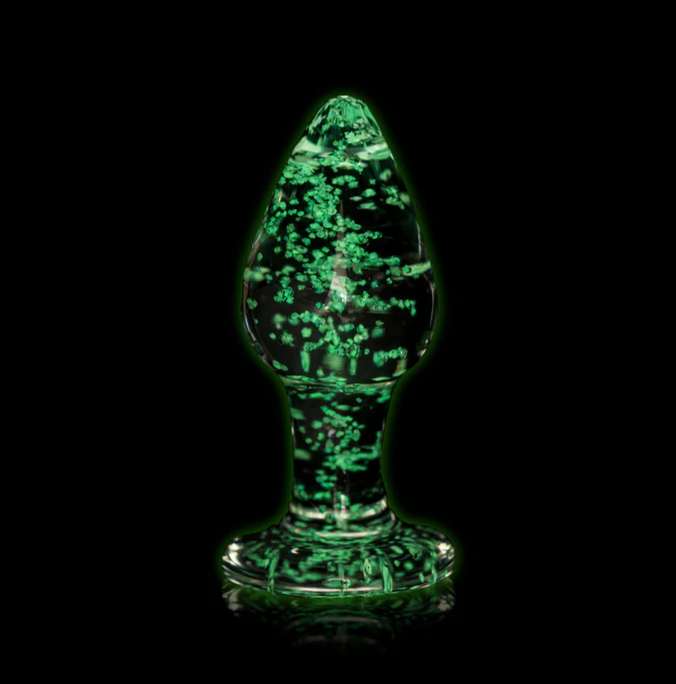 Ouch! 3.35" Glow-in-the-Dark Glass Anal Plug