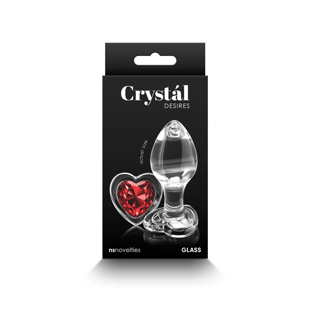 Crystal Desires Red Heart Medium Glass Anal Plug