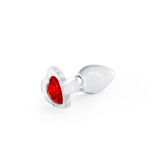 Crystal Desires Red Heart Small Glass Anal Plug