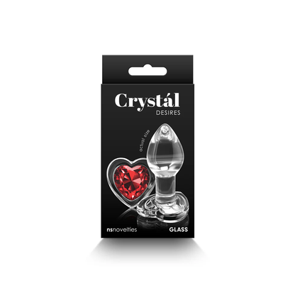 Crystal Desires Red Heart Small Glass Anal Plug