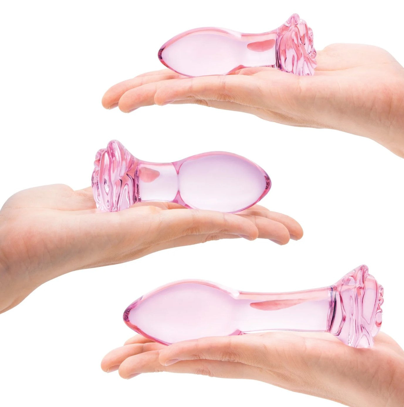Gläs Rosebud 3-Piece Glass Anal Plug Set