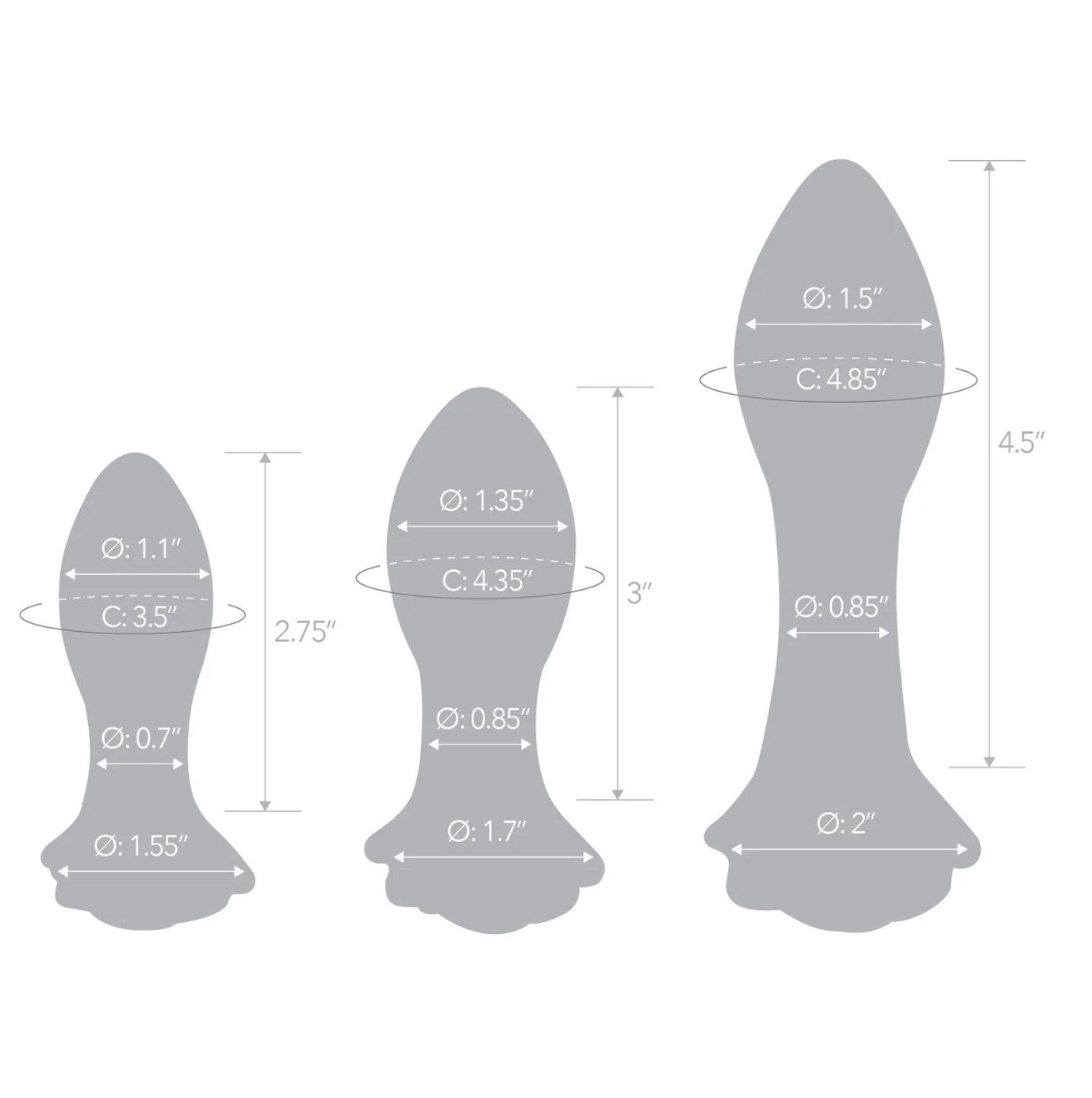 Gläs Rosebud 3-Piece Glass Anal Plug Set
