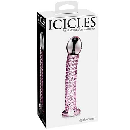 Icicles No. 53 7" Pink Curved Glass Dildo