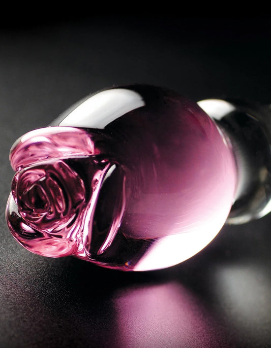 Icicles No. 12 7.75" Rose-Tipped Glass Dildo