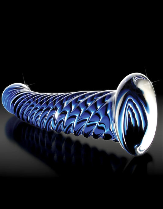 Icicles No. 29 Blue 7.25" Textured Glass Dildo