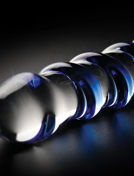 Icicles No. 5 7" Curved Ribbed Glass Dildo