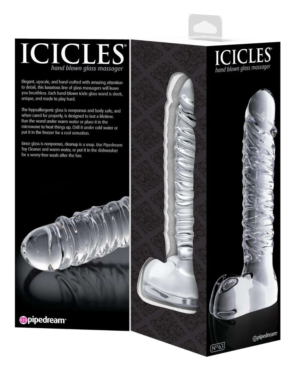 Icicles No. 63 8.5" Ribbed Glass Dildo