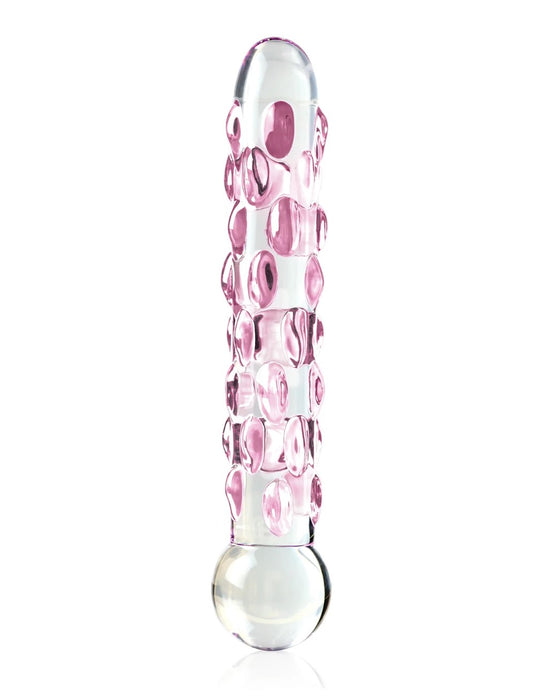 Icicles No. 7 7" Pink & Clear Glass Dildo