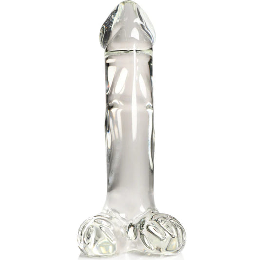 Pleasure Crystals 7.1" Glass Dildo with Balls